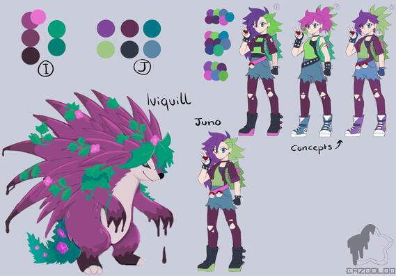 Juno and Iviquill Pokémon Fan Character Design